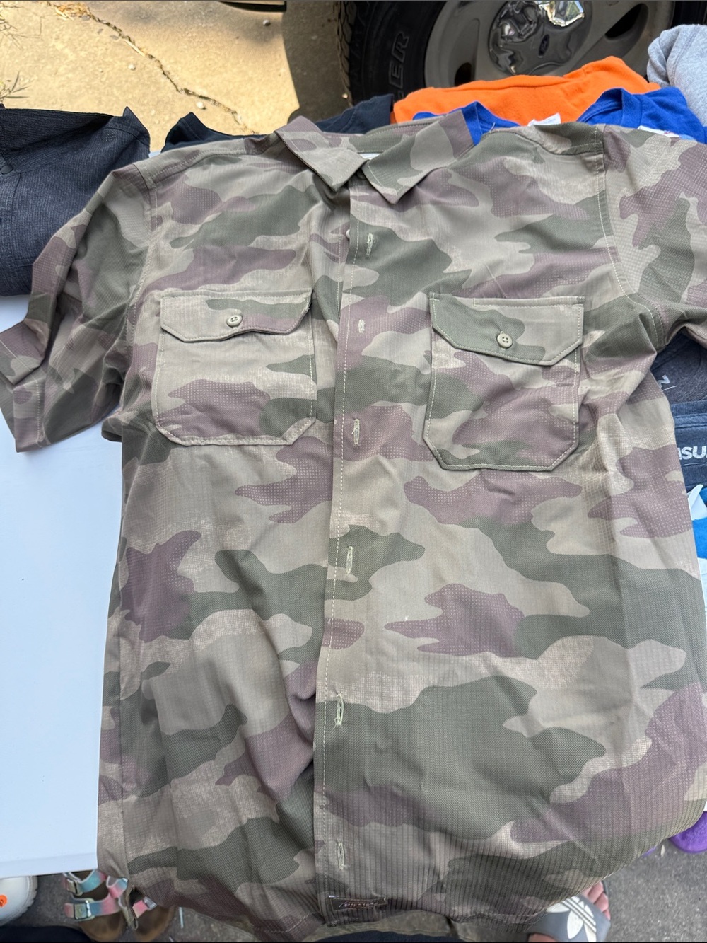 Men's Camo Short-Sleeve Utility Jacket - Olive Camo